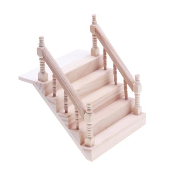 Лестница для кукольного домика Мини деревянная мебель Поручень Лестница 0.05 Масштаб Миниатюрные лестницы для кукольного домика