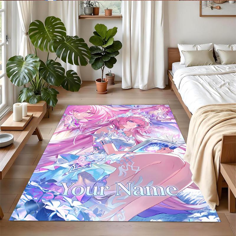Crystal Velvet Rug Custom Name Text, Soft Non Slip Floor Mat Home DecorHonkai Star Rail