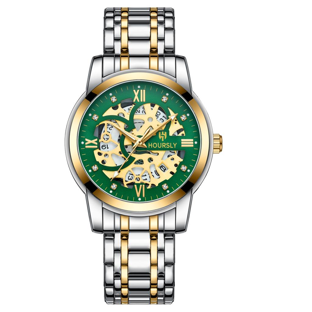 Новые деловые мужские кварцевые часы для отдыха, модные и трендовые, водонепроницаемые, с ночной подсветкой, кварцевые часы с бриллиантовой инкрустацией