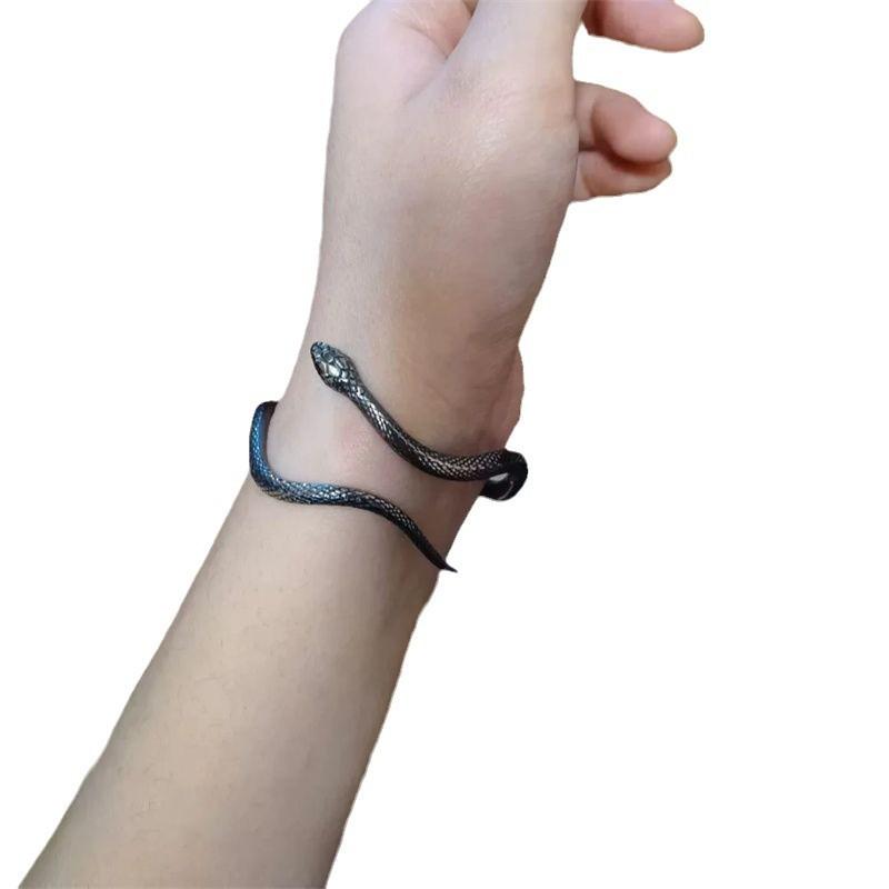 Маленький черный браслет-змейка, нишевый, ретро, высококлассный, уникальный, с открытием, регулируемый