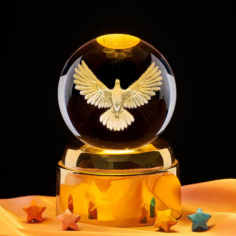 Colorful Wooden Base Crystal Ball Night Light - Creative Birthday Gift for Boys & Girls