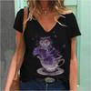 Summer Women's Cute Pet Series V-neck 3D Printed Daily Short Sleeved T-shirt for Women Shirt