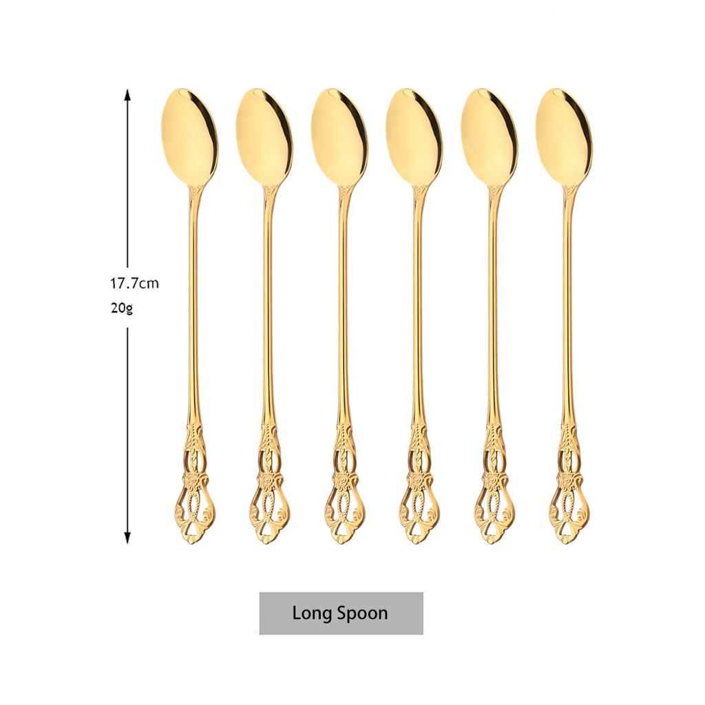 Juice Spoons Coffee Stirring Cutlery Set Colorful Teaspoon Dinnerware Ice Cream Long Handle Scoop Tableware Flatware Kitchen Tools