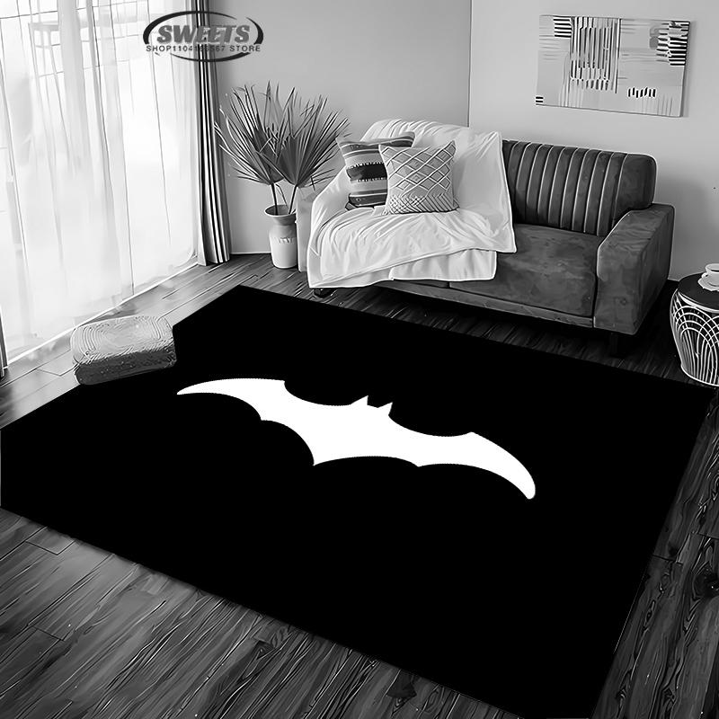 Ковер с логотипом Бэтмена DC. Новый релиз! Ковер для гостиной, детской спальни, прикроватной и офисной зон, прочный, можно стирать в машине