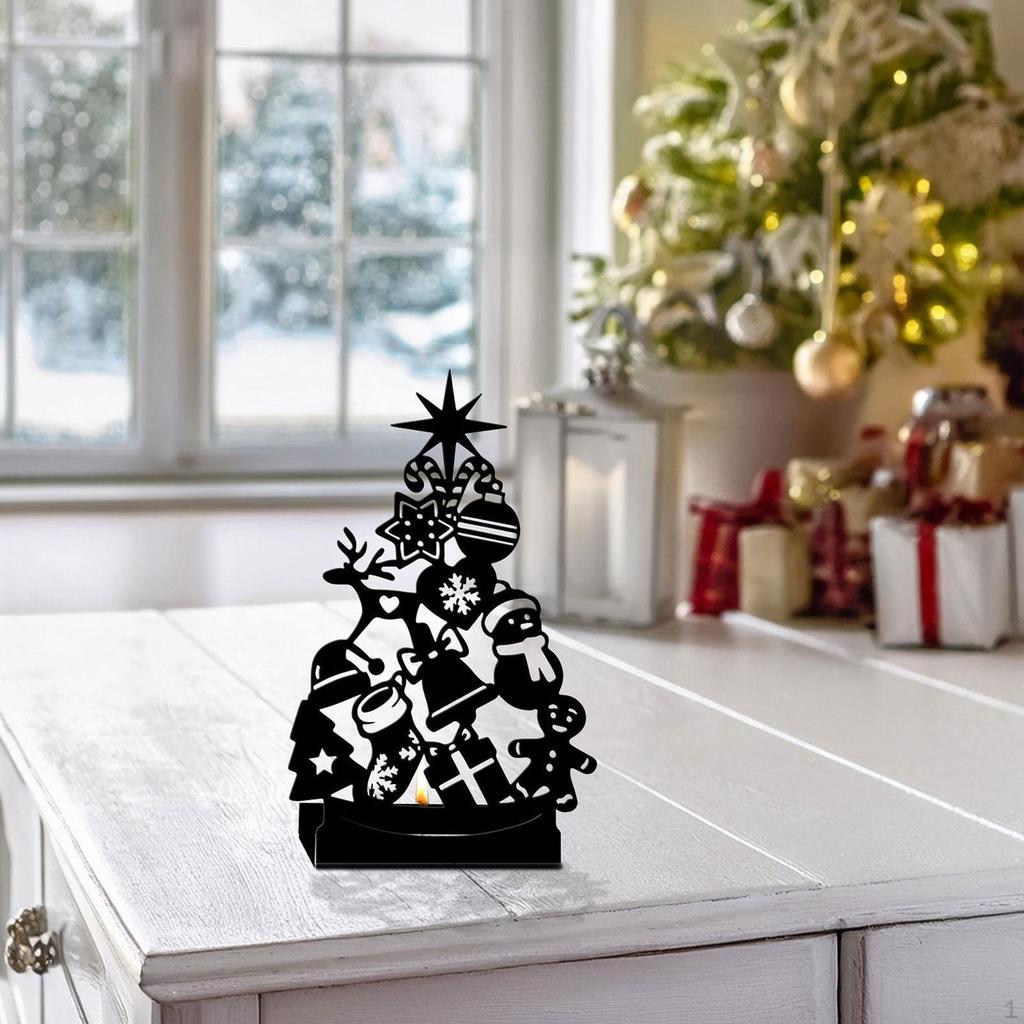 Christmas Iron Candle Holder Table Centerpiece, Sturdy Home Decor, Decoration for Dining