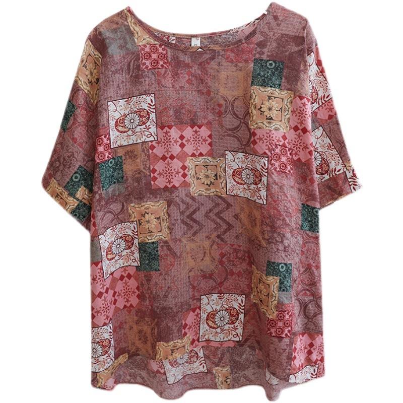 Женская летняя футболка большого размера с круглым вырезом и короткими рукавами, женский пуловер, рубашка Bata, топ для женщин