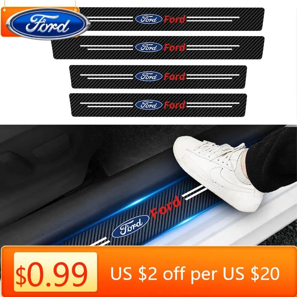 Car Sticker 2026 Ford New 2025 Hot Leather Car Door Plate Sill Anti Scuff Protector Welcome Pedal Threshold Sticker For Ford Ran