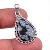 Ювелирный кулон из стерлингового серебра 925 пробы с натуральным снежинком и обсидианом 1,50 дюйма A8q72