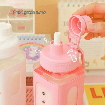 Бутылка для воды Kawaii Shaker 700 мл/900 мл с наклейкой на трубочку, симпатичная, без BPA, пластиковая, для чая, молока, портативная, для девочки