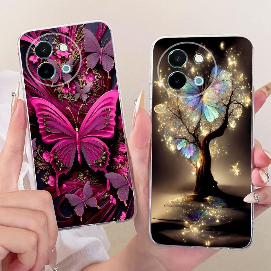 Чехол для Vivo Y38 5G Цветы Расписной Чехол Мягкий Тонкий Чехол для Телефона Для Vivo Y58 5G V2355 Y 38 VivoY38 VivoY58 Fundas Coque