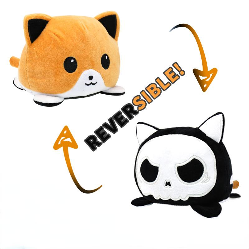 Двусторонняя кошка, детские плюшевые плюшевые животные, плюшевые куклы, игрушки, панда, черепаха, двухсторонняя раскладная кукла, милые игрушки