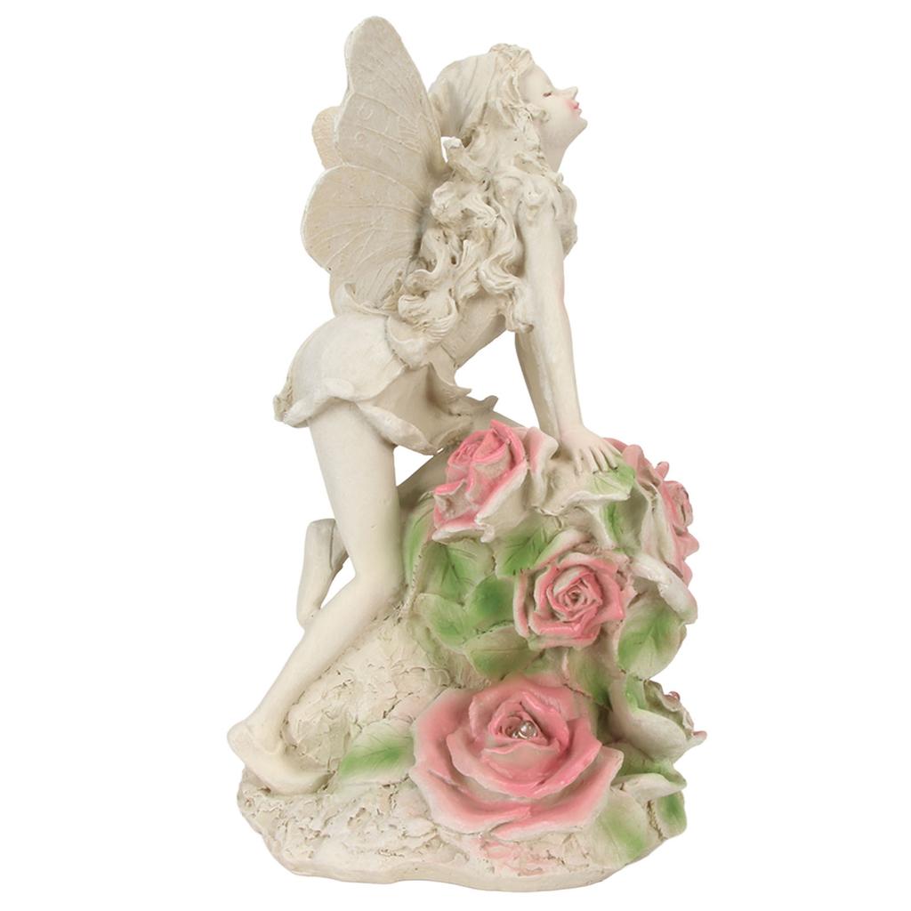 Angel Solar Light Waterproof Resin Vibrant Colorfast Rich Details Solar Garden Light for Courtyard