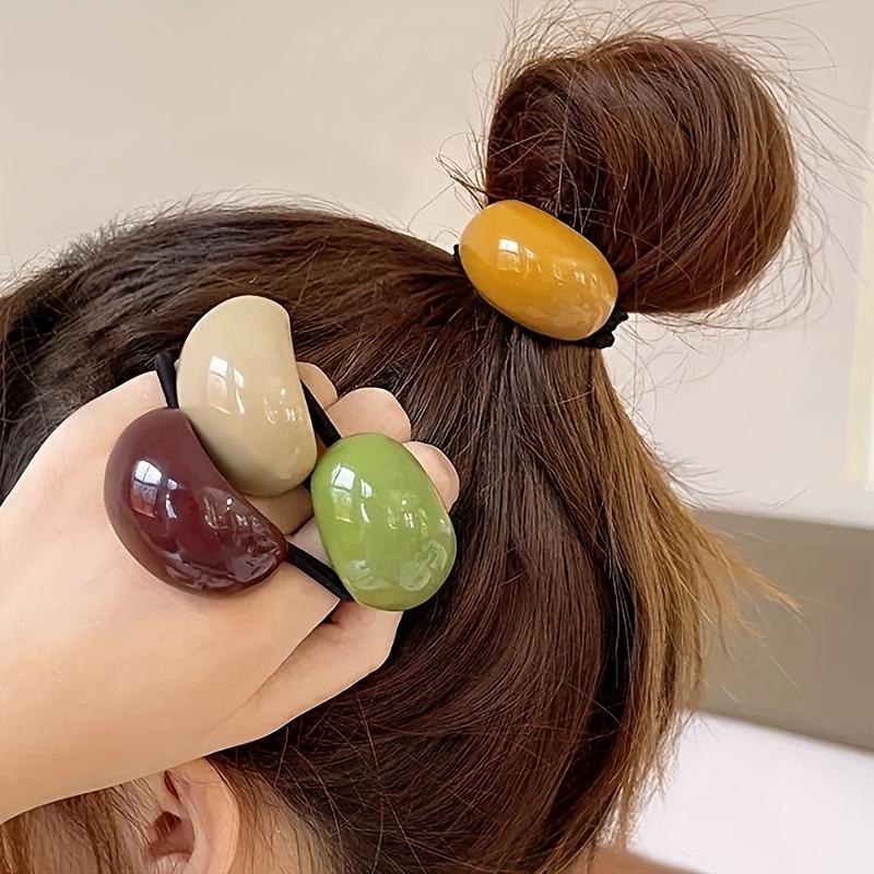 6 шт. Нефритовая узорчатая петля для волос с ярким изогнутым декором, высокая эластичность, дизайн с черной веревкой, простая, высококлассная, для ежедневной фиксации