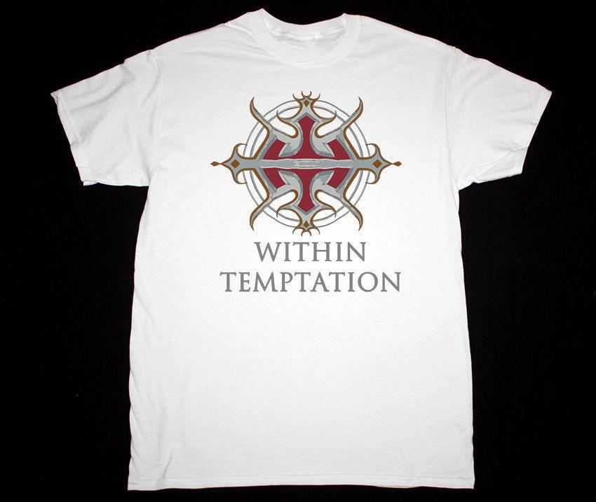 ЛОГОТИП WITHIN TEMPTATION НОВАЯ БЕЛАЯ Футболка Полный Размер от S до 5XL BT1061