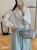 2026 French Design Women's Spring Long Sleeve Jacquard Hollow-Out Cotton Shirt Jacket