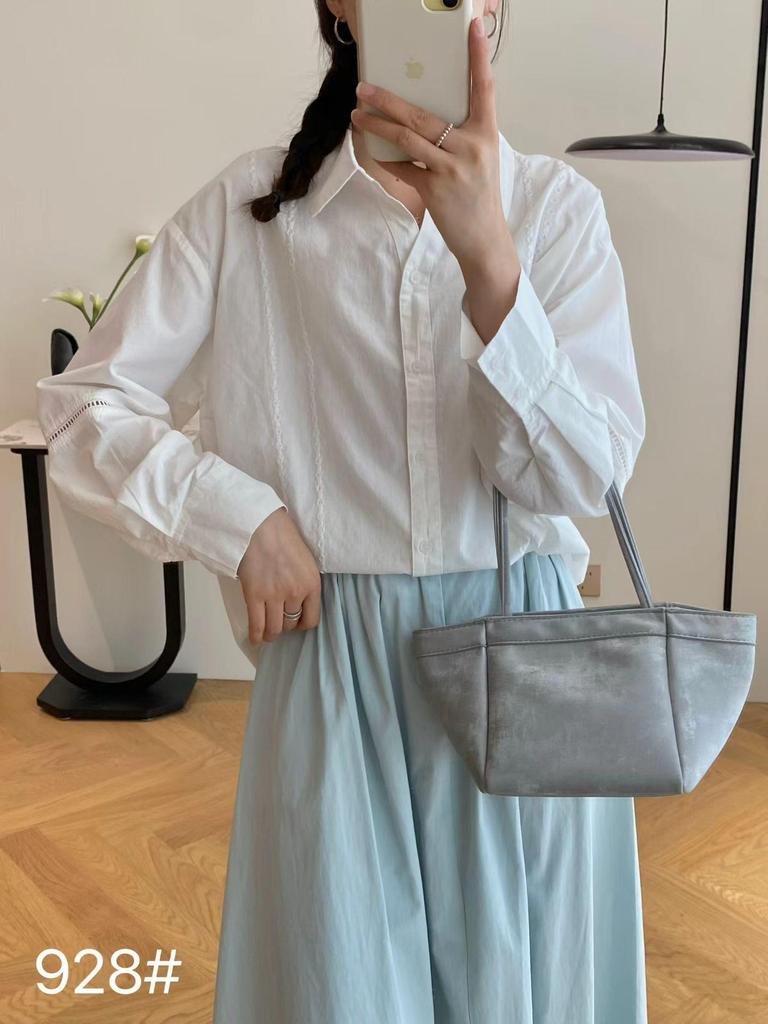 2026 French Design Women's Spring Long Sleeve Jacquard Hollow-Out Cotton Shirt Jacket
