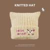 Cat ears knitted hat children winter warm ear protection hat bag head cold hat showing face small wool hat big head circumference hat