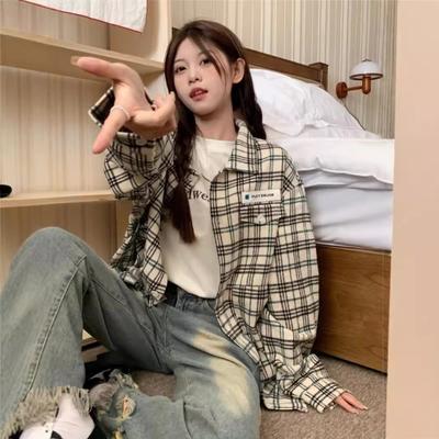 Рубашка с длинными рукавами во французскую клетку, куртка на осень и лето, новая высококачественная повседневная рубашка в полоску для женщин, защита от солнца