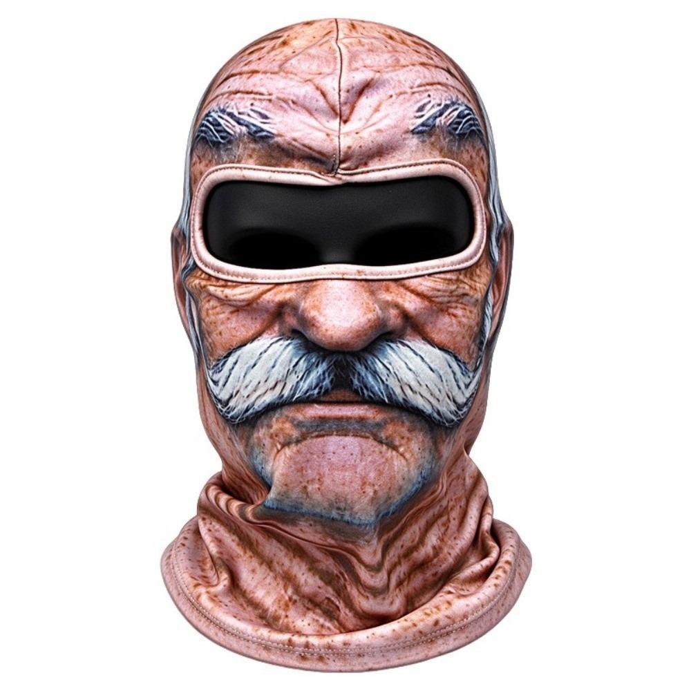 3D Face Printed Winter Mask Cover White Mustache Funny Ski Mask Outdoor/Cycling/Pranks/Party
