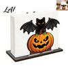 Wooden Tissue Dispenser Halloween Napkin Holder for Table Pumpkin Black Cat Bat Kitchen Accessories Standing Dispenser Paper Towel Stand Holiday
