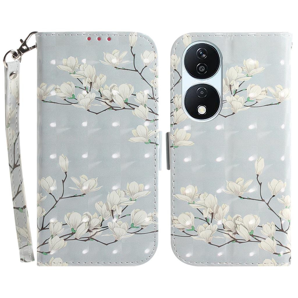 For Honor X7b 4G/90 Smart/Play 50 Plus 5G Cover 3D Pattern Printing Leather Stand Phone Case with Strap