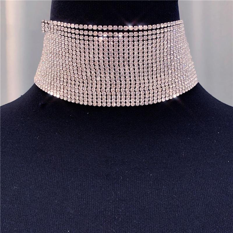 Модное многослойное короткое ожерелье-цепочка, простое полное бриллиантовое ожерелье, женское колье