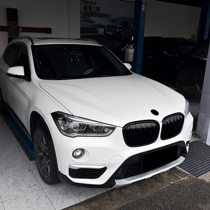 Для BMW X1 F48 2015-2019 Высококачественная ABS Однорядная и Двухрядная Решетка радиатора "Ноздри" Решетка переднего бампера автомобиля Глянцевый черный