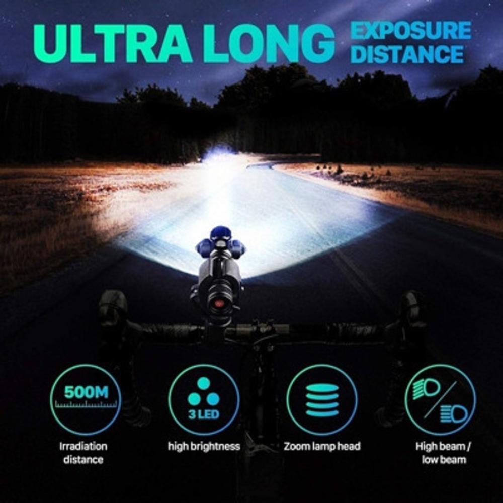 USB Rechargeable LED Bicycle Headlight Bike Front Head Light & Tail Lamp Kit Set