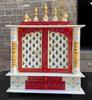 Embossed Painted Wall Shrine: Antique Finish Wooden Pooja Temple