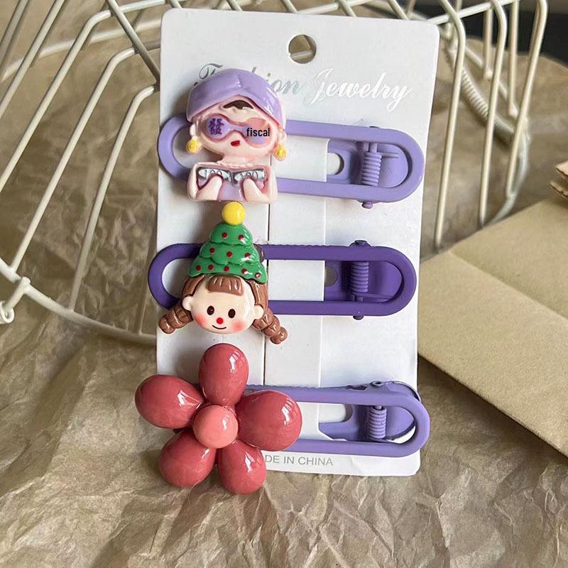 Adorable Christmas Cartoon Girl Flower Hair Clip Duckbill for Baby Bangs