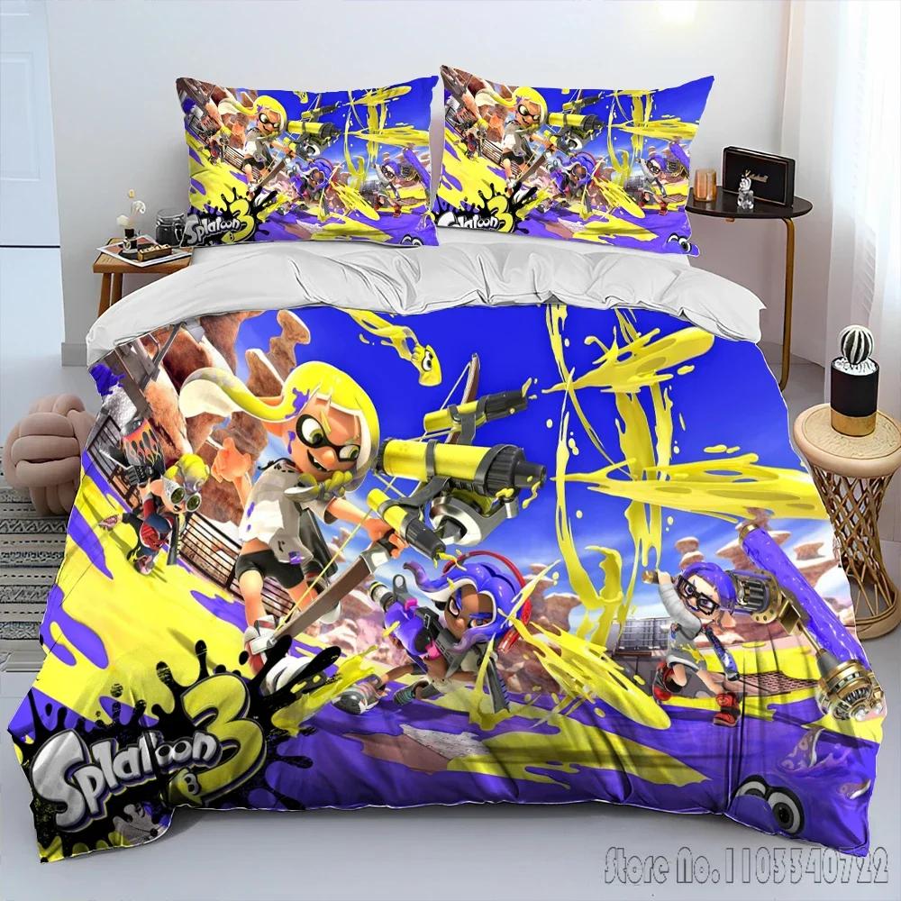S-Splatoon Игра Геймер Мультяшный Комплект Пододеяльника HD Чехол на Одеяло для Детской Постельное Белье Постельные Принадлежности Декор Спальни