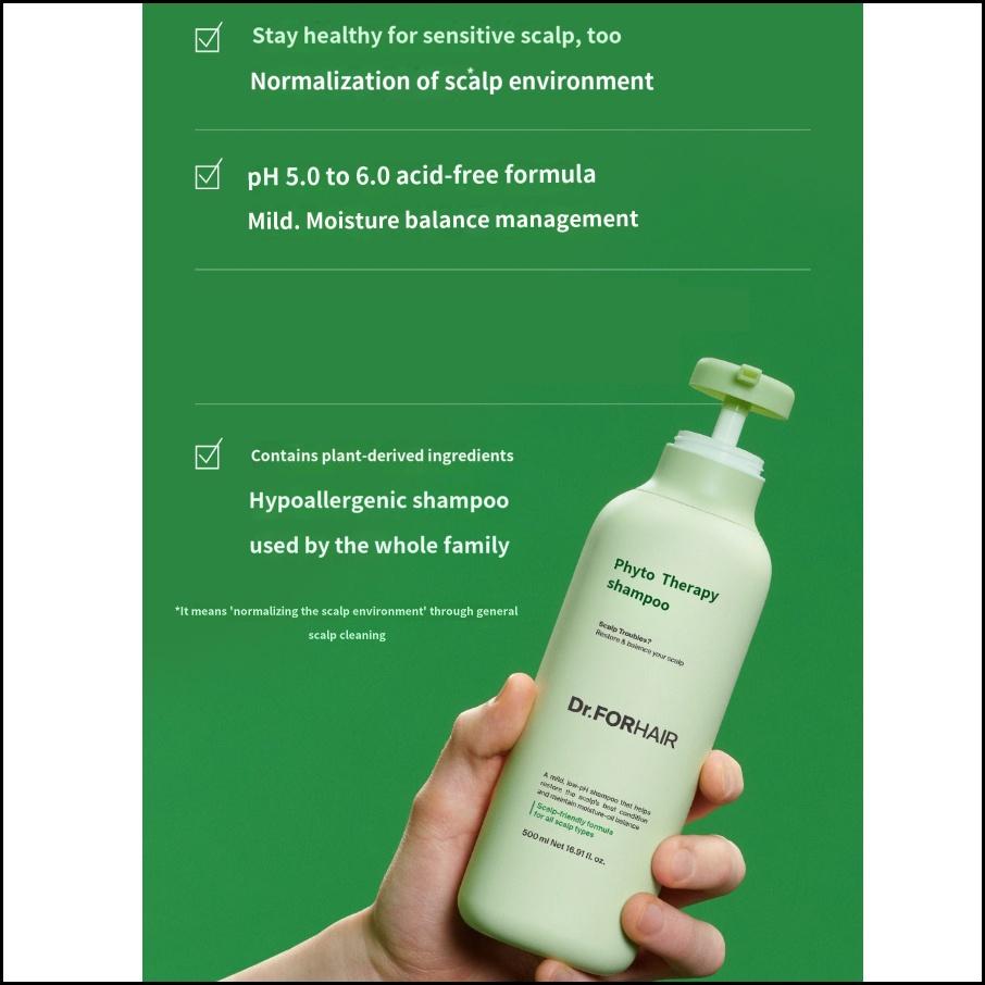 DR.FORHAIR Шампунь Phyto Therapy 500 мл, очищающее средство с низким pH для чувствительной кожи головы