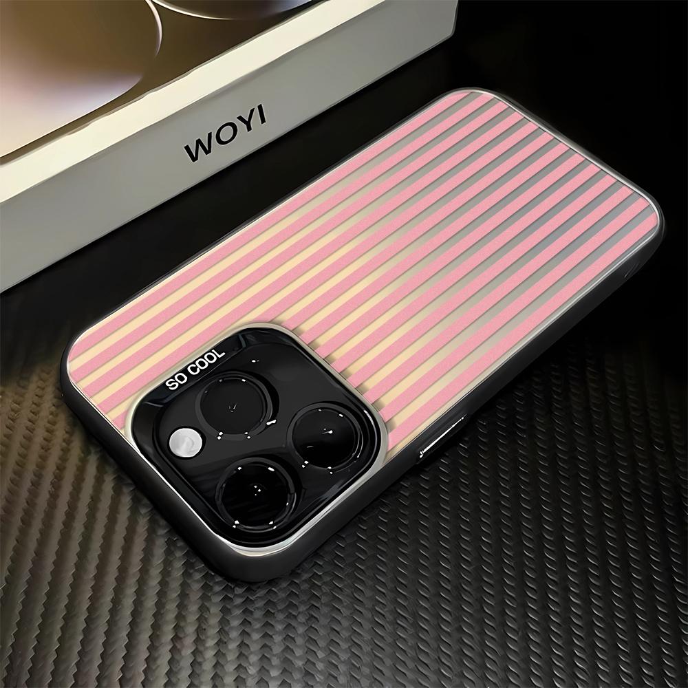 Мягкий желто-серый полосатый противоударный чехол для телефона для iPhone 17 17E 16 15 14 13 12 11 Pro Max имитация Лазерного Серебра жесткая крышка