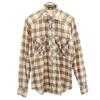 80s Vintage Check Pattern Long Sleeve Shirt Beige Men's Used