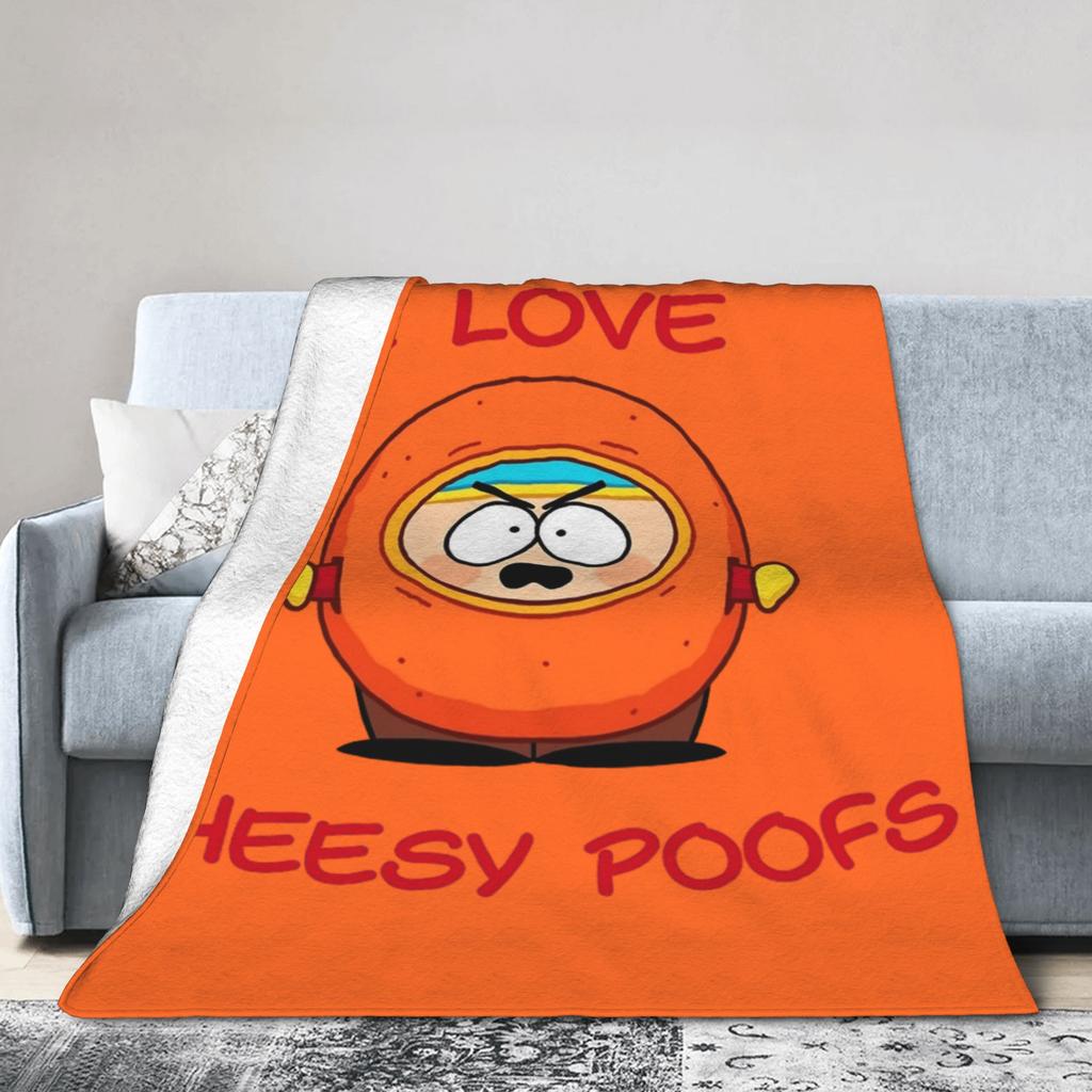 I Love Cheesy Poofs South-Parks Blanket Fleece Print Cartman Multifunction Lightweight Thin Throw Blanket for Home Couch Quilt