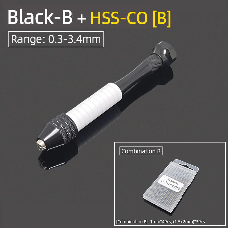 Mini Micro Hand Drill Bits Set Aluminum 0.3-3.4mm Keyless Chuck Punching Rotary Tools PCB Twist Drill For DIY Jewelry Wood Craft