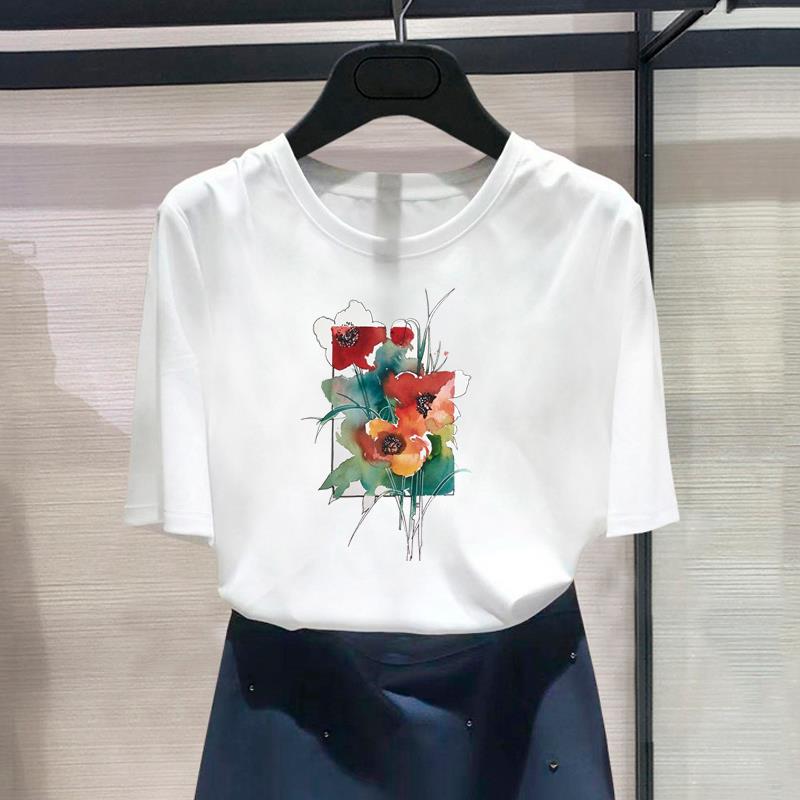 Женская футболка с азиатским размером и принтом в виде пчелы, трендовая милая сладкая женская футболка 90-х годов, повседневная женская летняя футболка, модная футболка с коротким рукавом и рисунком