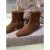 Temperament French Suede Thin Boots Short Heel Fashion European and American Versatile Maillard Cat Heel Low Heel Pointed Short Boots Women's Boots