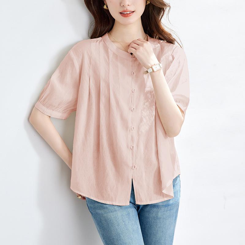 Женская футболка абрикосового цвета с круглым вырезом, с короткими рукавами, летняя, тонкая, свободная, эластичная