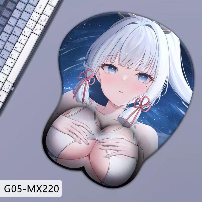 Силиконовый коврик для мыши Genshin 3D, большая грудь, защита запястья.