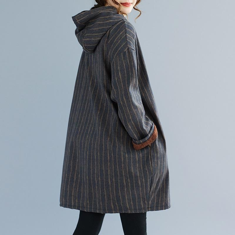 Хлопковое худи винтажная полоска больших размеров с длинным рукавом новое в платьях для женщин повседневное свободное мини весенне-осеннее зимнее платье