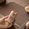 Mini Empty Tea Tin Can Ceramic Tea Packaging Box Flower Enamel Tea Canister  Home/Office/Travel