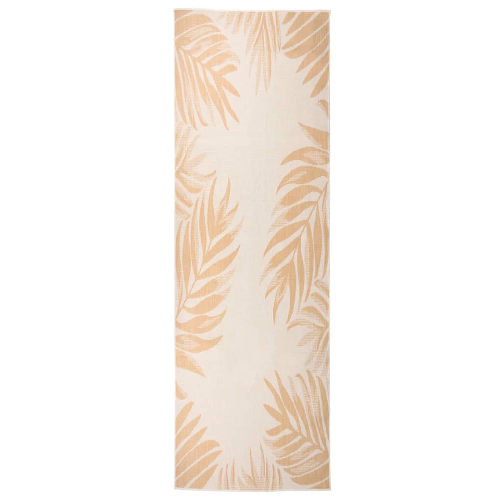 Outdoor Flat Woven Rug 80 x 250 cm Leaf Pattern