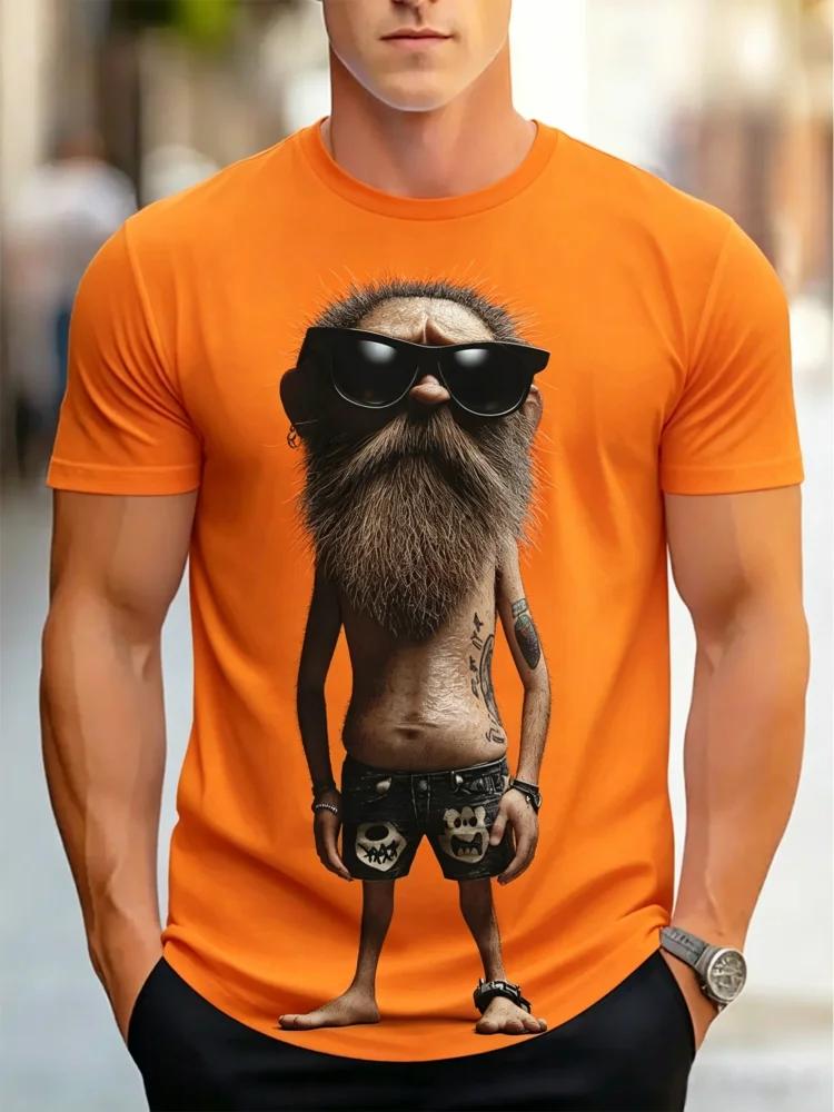 Funny Unisex Funny 3d Old Unisex Graphic Tee Cool Hipster Cartoon Character With Sunglasses Casual Streetwear Short Sleeve Tops