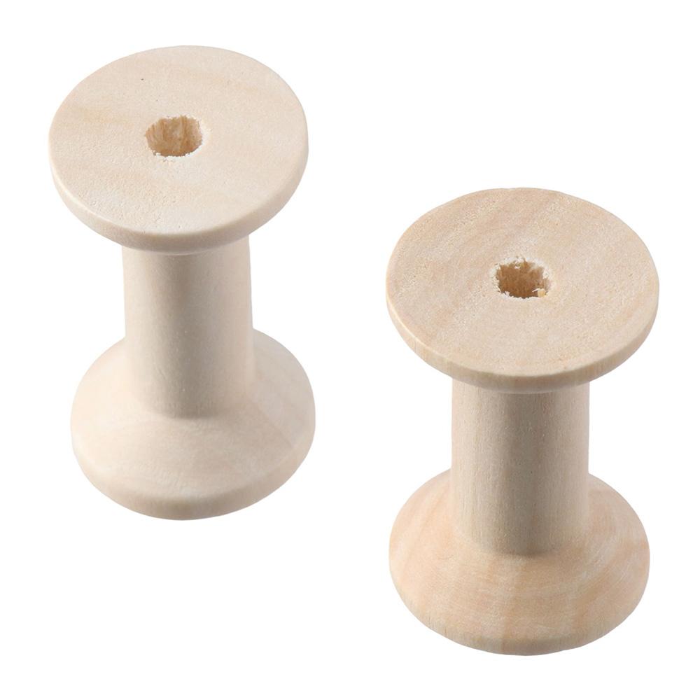 20PCS Wooden Empty Thread Spools 20PCS Natural Wire Weaving Bobbins Sewing Machines