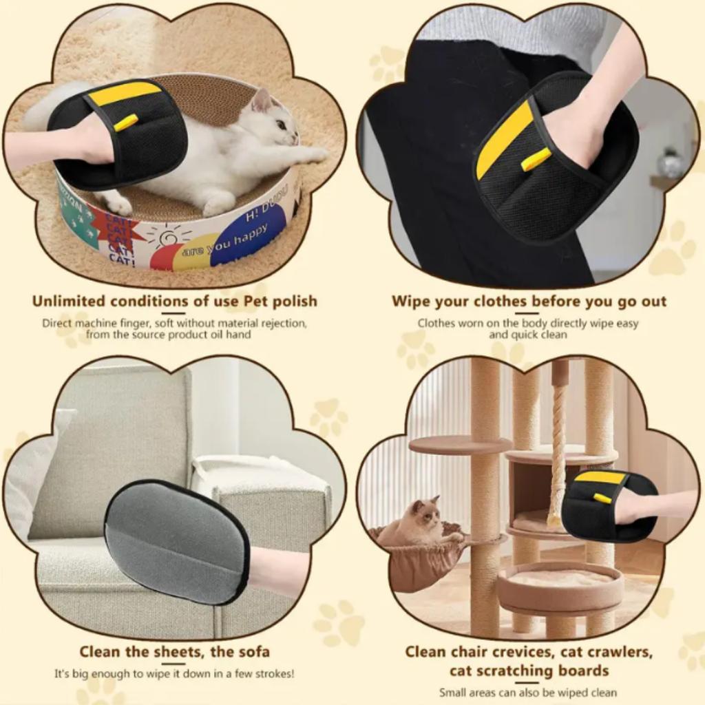 2x Electrostatic Pet Hair Removal Gloves Brush Double-sided Pet Grooming Glove