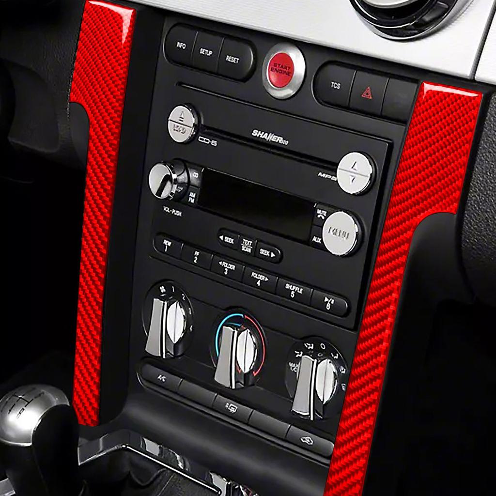 Углеродное волокно для Ford Mustang 2005-2009, автомобильный центр управления, CD, декоративная панель, наклейка, автомобильные аксессуары для дома, отделка
