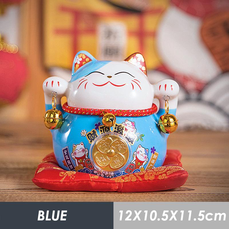 4,5-дюймовая керамическая монетница Maneki Neko Lucky Cat Fortune Colored Cat Golden Circle Home Decoration Gift Feng Shui Figure