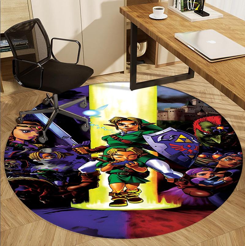 The Legend of Zelda Pattern Round Rug, Indoor/Outdoor Mat, for Picnic, Gameroom, Bedroom, Office, Living Room, Home Decor Carpet, Birthday Gift