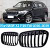 Для BMW X1 F48 F49 Глянцевая черная решетка Автомобильная передняя решетка радиатора Гоночные решетки Одинарная решетка 2016-2019 Аксессуары